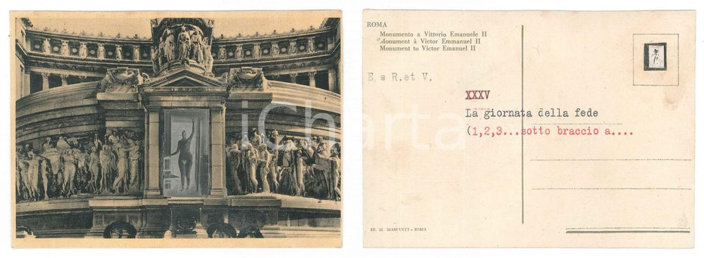 1930 ca ROMA Monumento a Vittorio Emanuele II - Cartolina con vera foto erotica