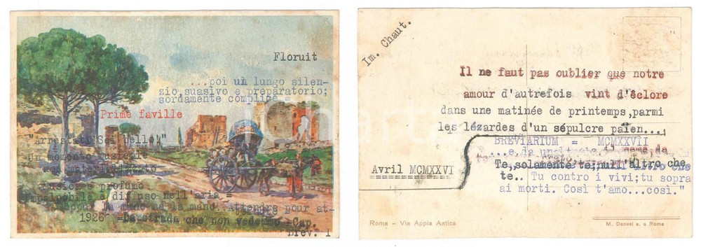 1926 ROMA Via APPIA ANTICA - Cartolina postale illustrata FP NV