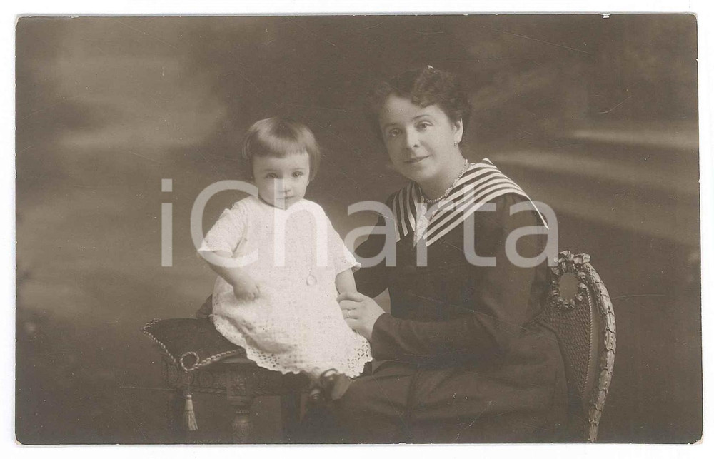 1910 ca TORINO Ritratto di madre e figlia *Foto E. MASSAGLIA 14x9 cm
