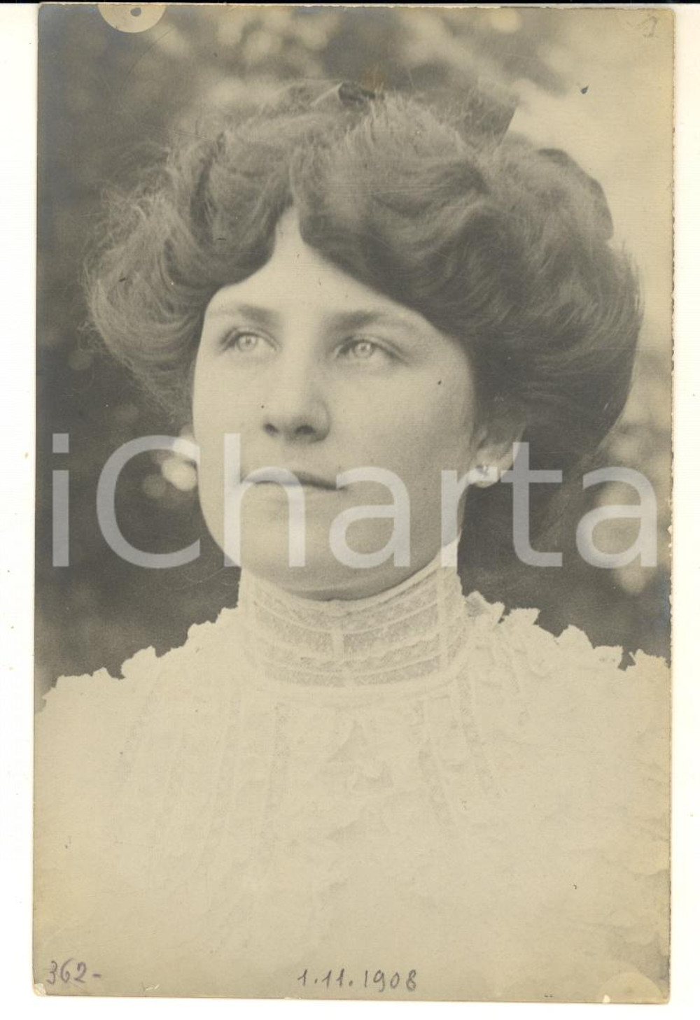 Fotografia d epoca originale 1908 ROMA Ritratto di Maria CERONI  Primo piano  Foto cartolina 1