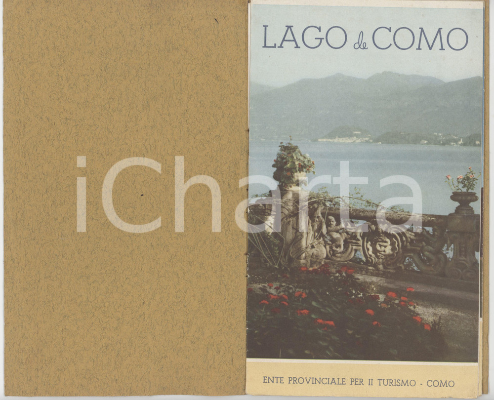 1950 ca LAGO DI COMO - Pieghevole ILLUSTRATO TURISMO Esperanto Pubblicazione turistica d'epoca, illustrata a colori, con copertina in cartoncino, redatta in esperanto.PAGINE: 12 + 6 facciate pieghevoli GOOD/buono lievi tracce d'uso Formato: 13x22 cm originale e autentica 1