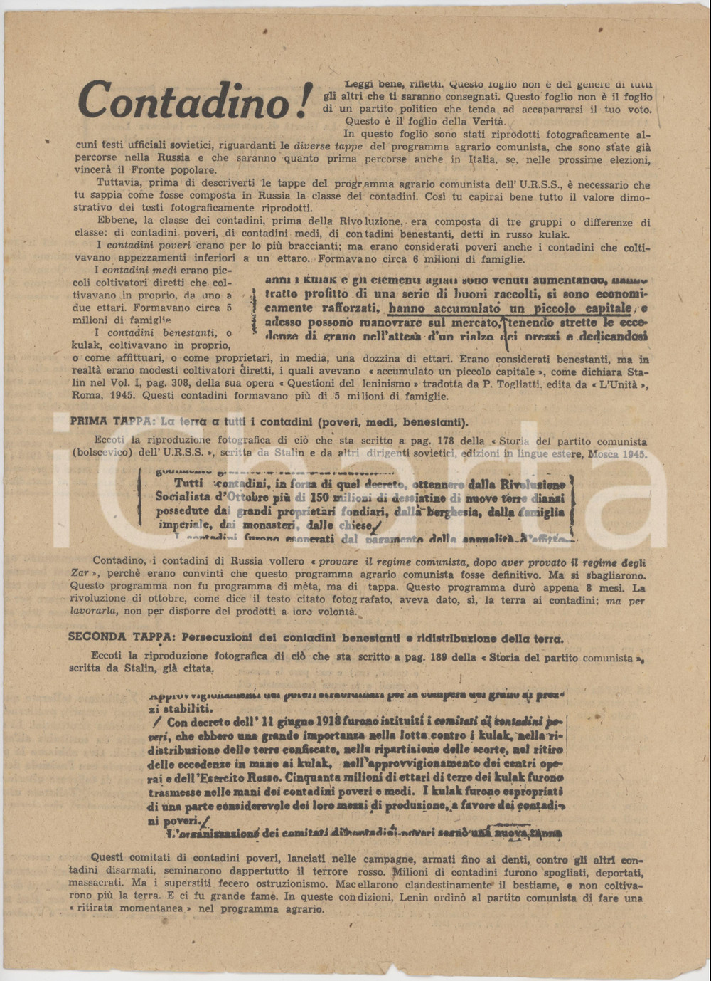 ELEZIONI POLITICHE 1948 Contadino d'Italia! - PROPAGANDA CIVILTA' ITALICA