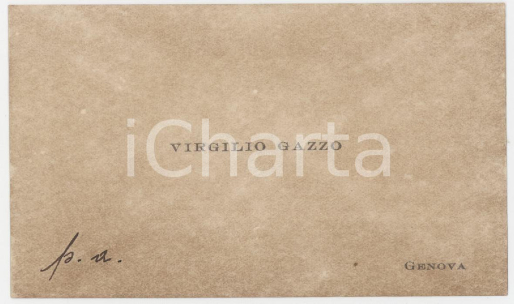 1920 ca GENOVA - Virgilio GAZZO - Biglietto da visita