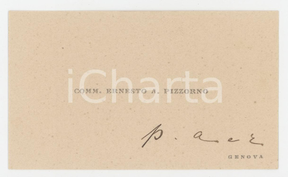 1920 ca GENOVA Comm. Ernesto A. PIZZORNO - Biglietto da visita