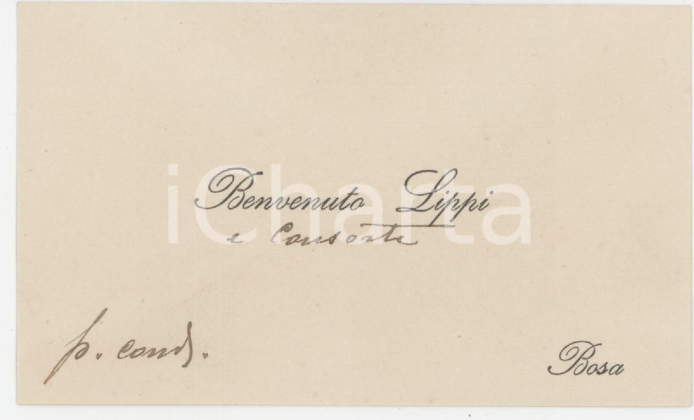 1925 ca BOSA (OR) Benvenuto LIPPI e consorte - Biglietto da visita Biglietto da visita con messaggio autografo.  GOOD/buono  Formato: 10x6 cm originale e autentica 1