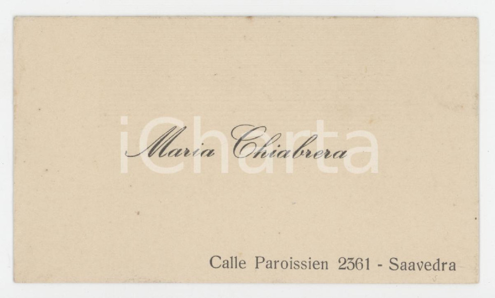 1920 ca BUENOS AIRES SAAVEDRA (ARGENTINA) Maria CHIABRERA - Biglietto da visita