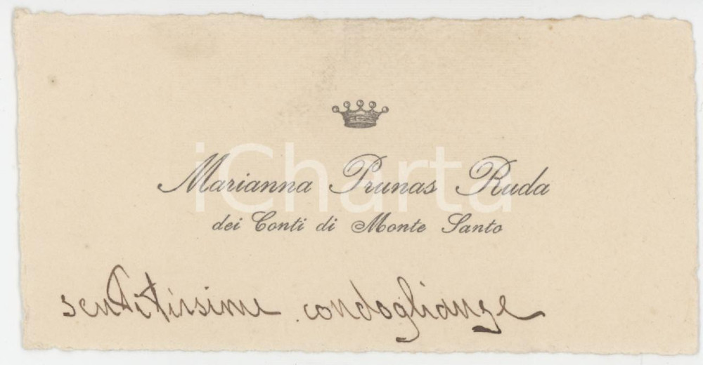 1925 ca SARDEGNA Marianna PRUNAS RUDA di Monte Santo - Biglietto AUTOGRAFO