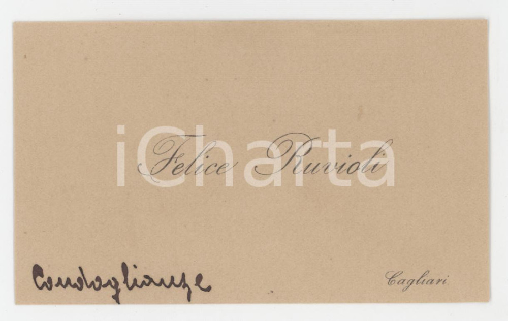 1920 ca CAGLIARI Felice RUVIOLI mercerie - Biglietto da visita