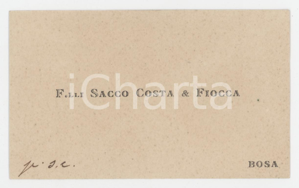 1920 ca BOSA (OR) F.lli SACCO COSTA & FIOCCA- Biglietto da visita