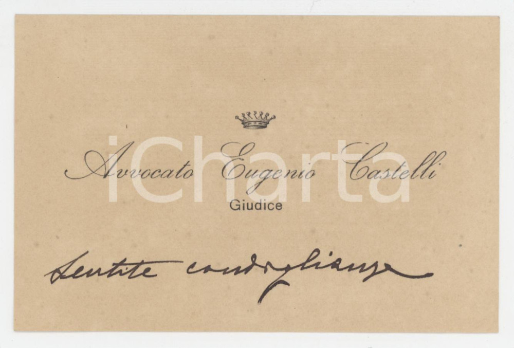 1920 ca CAGLIARI Avvocato Eugenio CASTELLI Giudice *Biglietto AUTOGRAFO