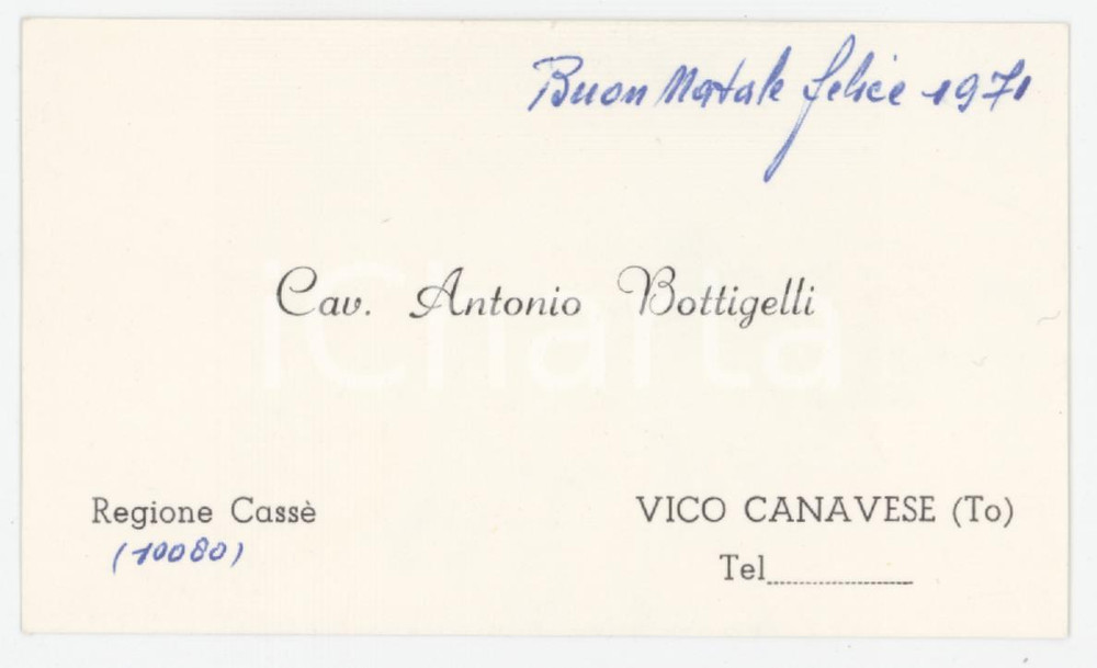 1971 VICO CANAVESE (TO) - Cav. Antonio BOTTIGELLI - Biglietto da visita