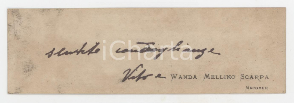 1920 ca MACOMER (NU) Wanda MELLINO SCARPA - Biglietto da visita AUTOGRAFO