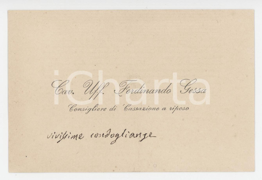 1920 ca MANDAS - SARDEGNA - Ferdinando GESSA Consigliere Cassazione AUTOGRAFO