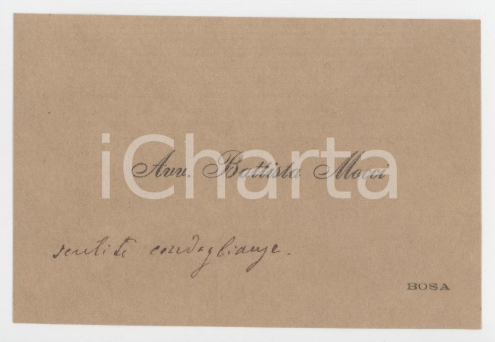 1920 ca BOSA (OR) Avv. Battista MOCCI - Biglietto da visita AUTOGRAFO