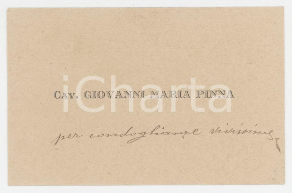 1920 ca ORISTANO Cav. Giovanni Maria PINNA - Biglietto da visita AUTOGRAFO