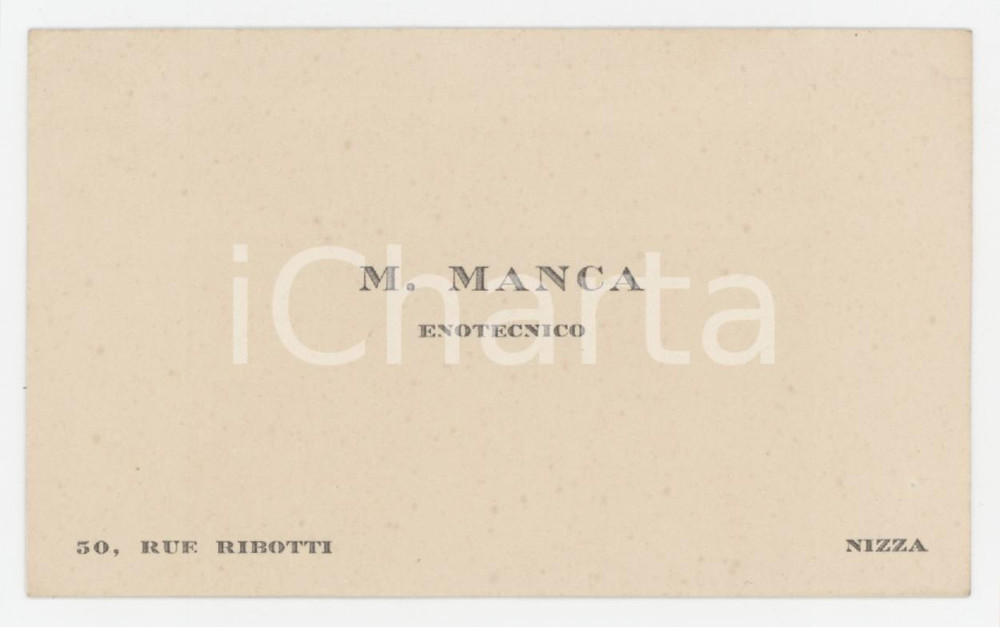 1925 ca NIZZA (FRANCE) - M. MANCA Enotecnico - Biglietto da visita
