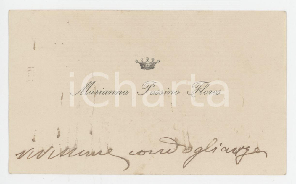 1920 ca NOBILTA' SARDEGNA Marianna PASSINO FLORES - Biglietto da visita