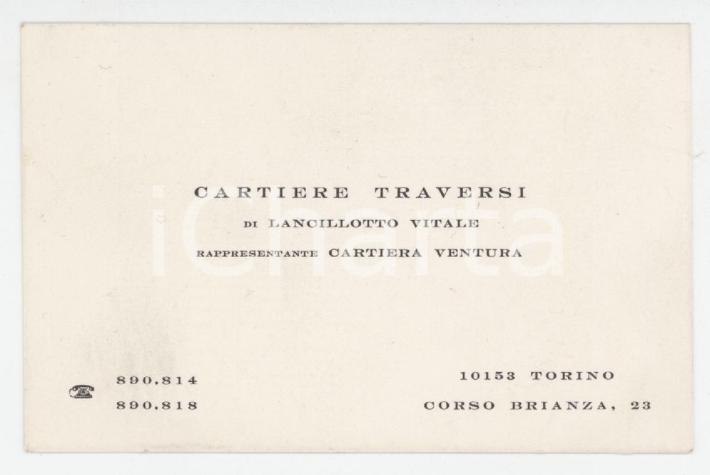 1950 ca TORINO - Cartiere TRAVERSI di Lancillotto VITALE - Biglietto da visita