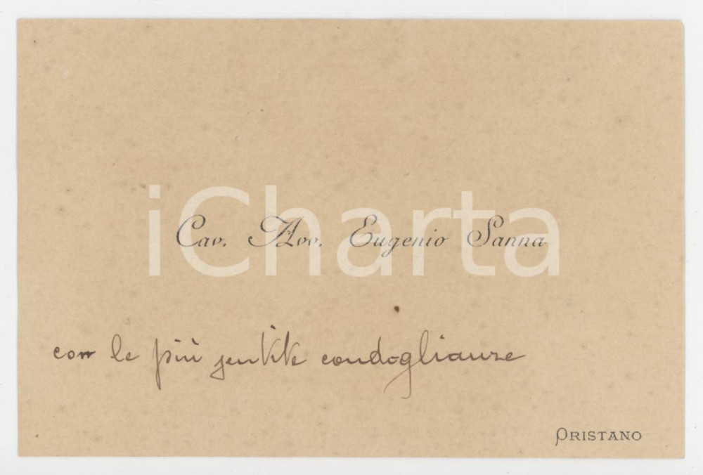 1920 ca ORISTANO Avv. Eugenio SANNA - Biglietto da visita AUTOGRAFO