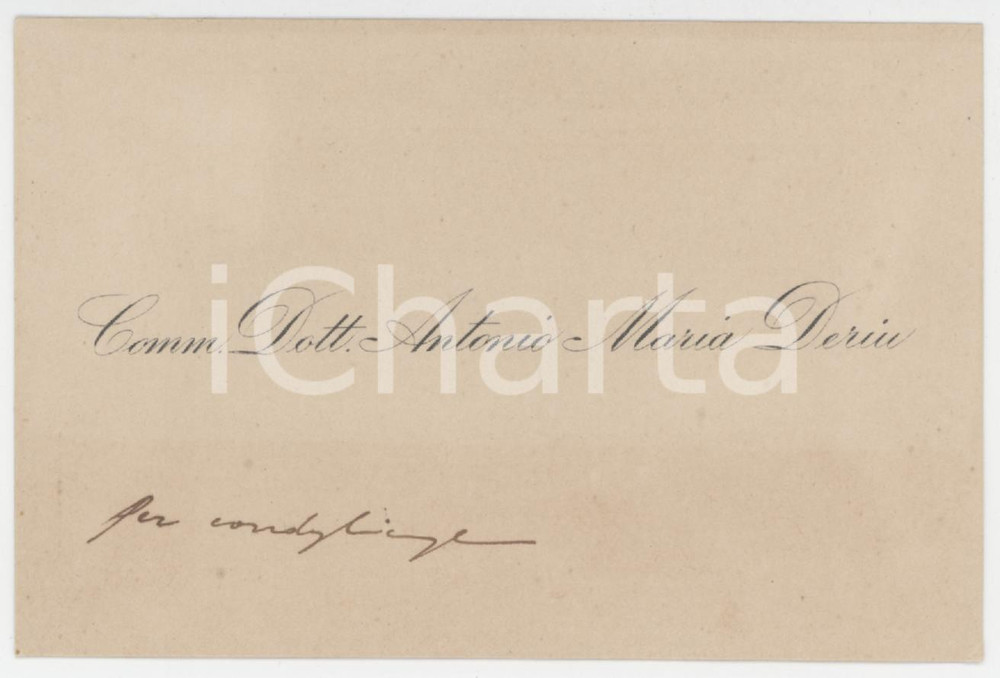 1920 ca BOSA (OR) Comm. Dott. Antonio Maria DERIU *Biglietto da visita AUTOGRAFO