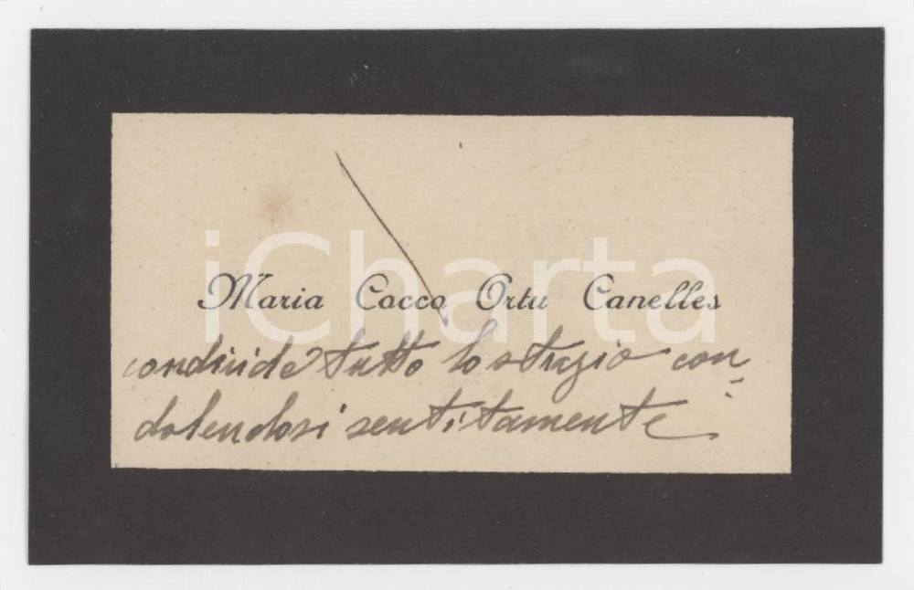 1920 ca NOBILTA' SARDEGNA Maria COCCO ORTU CANELLES - Biglietto da visita