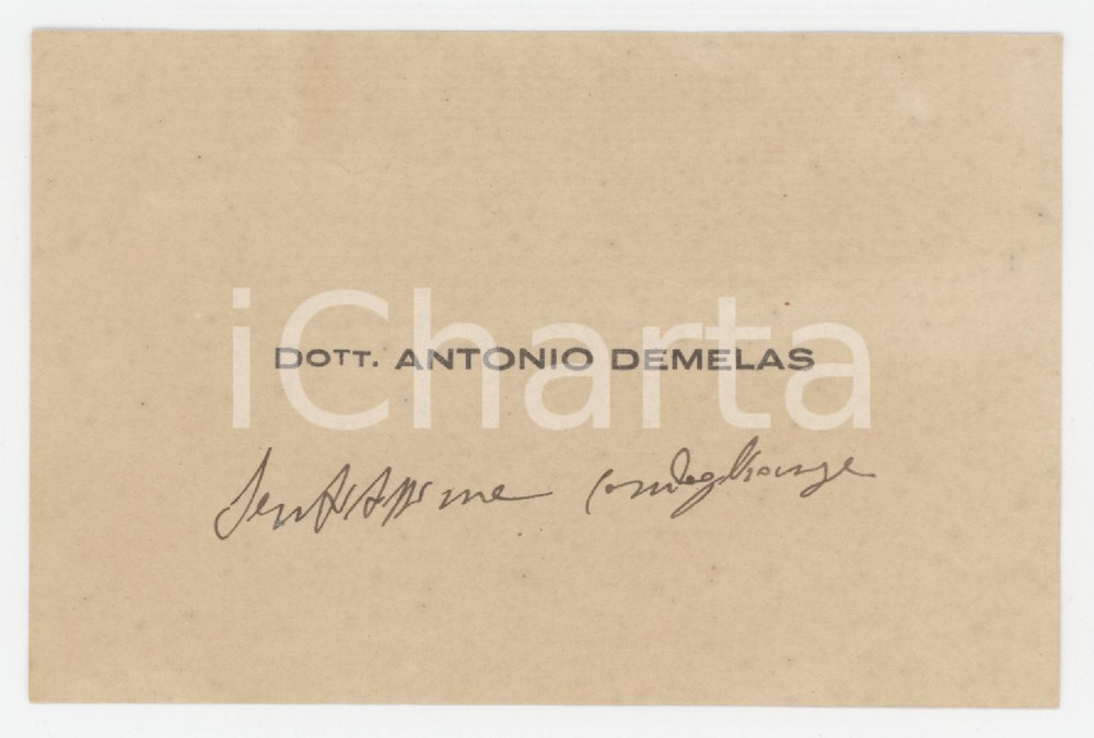 1930 ca GHILARZA (OR) Dott. Antonio DEMELAS - Biglietto da visita AUTOGRAFO