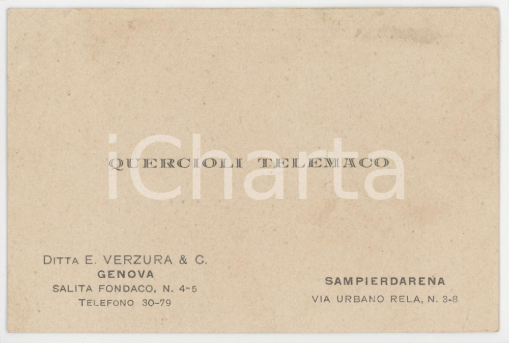 1930 ca GENOVA SAMPIERDARENA - Telemaco QUERCIOLI - Biglietto da visita