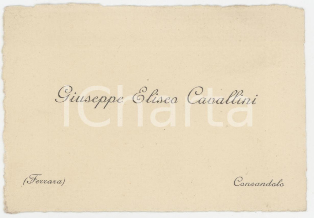 1930 ca ARGENTA - CONSANDOLO (FE) Giuseppe Eliseo CAVALLINI *Biglietto da visita