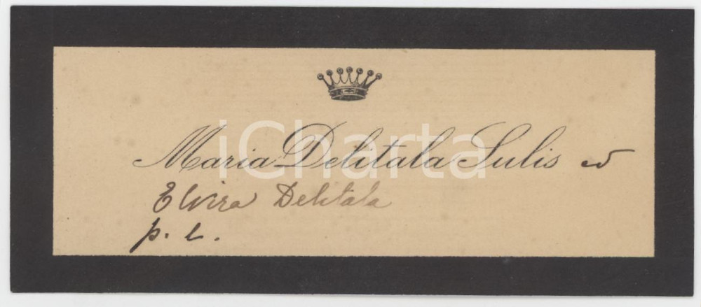 1920 ca NOBILTA' SARDEGNA Maria DELITALA SULIS - Biglietto da visita