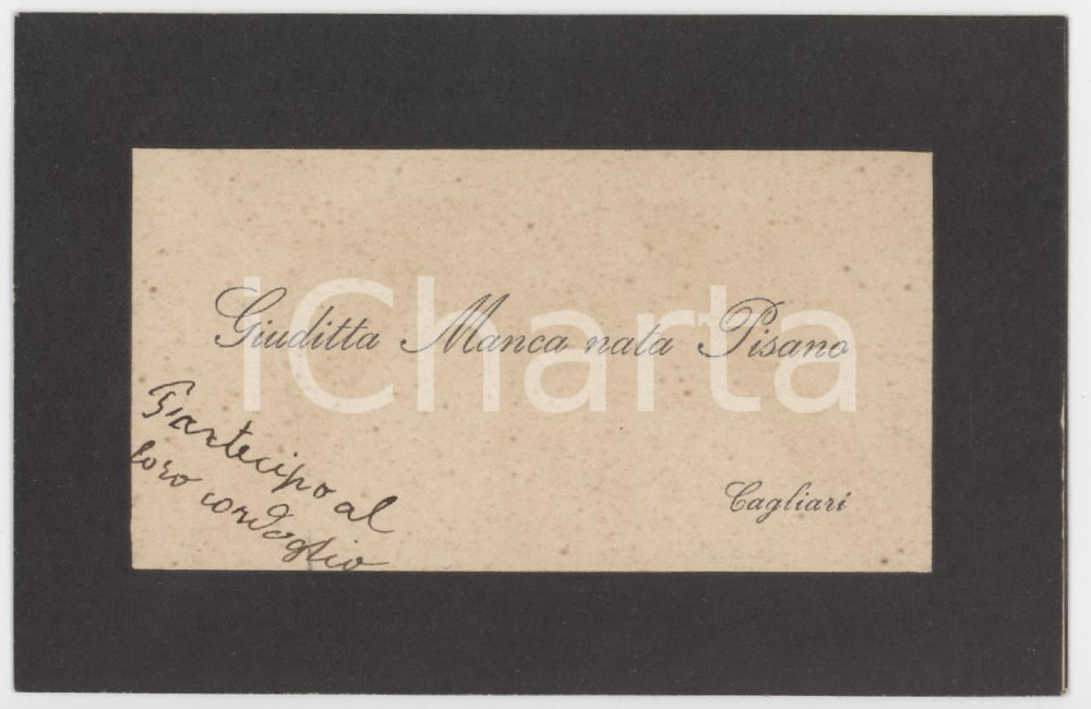 1920 ca CAGLIARI Giuditta MANCA nata PISANO - Biglietto AUTOGRAFO