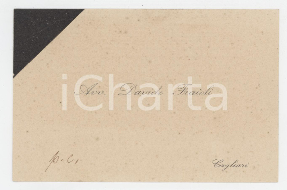 1920 ca CAGLIARI Avv. Davide FRAIOLI - Biglietto da visita