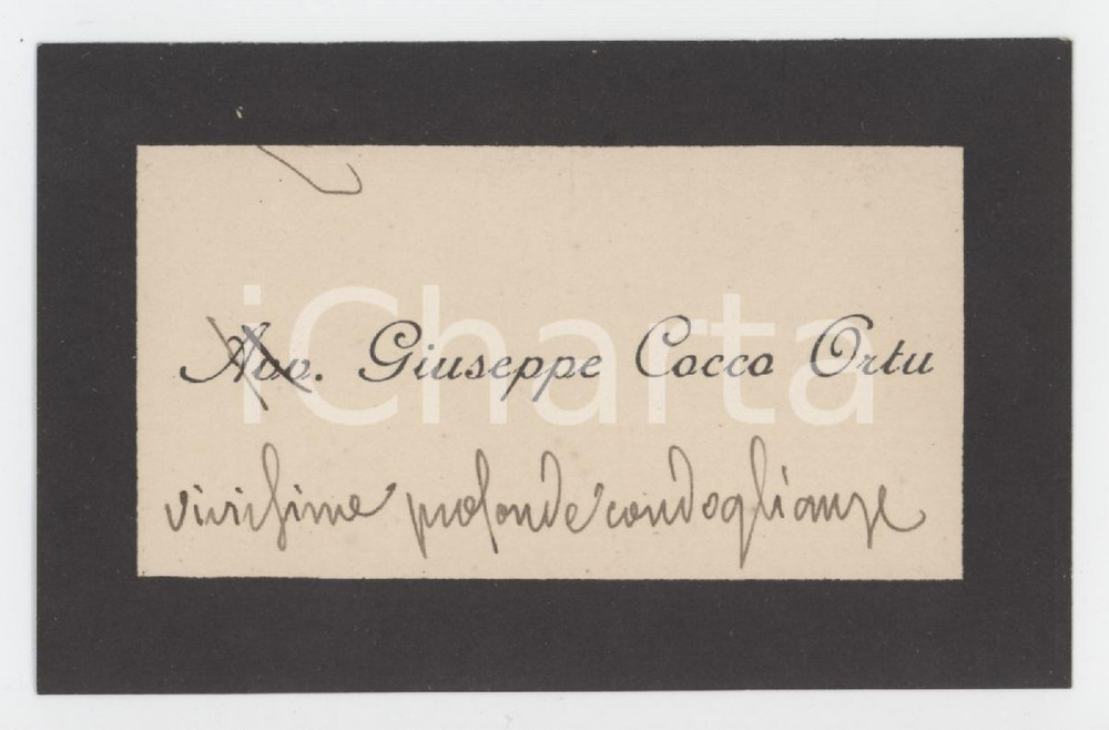 1930 ca CAGLIARI Giuseppe COCCO ORTU - Biglietto AUTOGRAFO