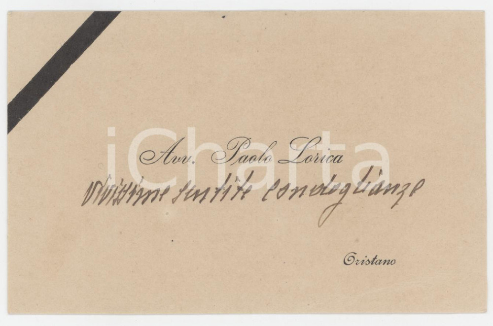 1930 ca ORISTANO Avv. Paolo LORICA - Biglietto da visita AUTOGRAFO