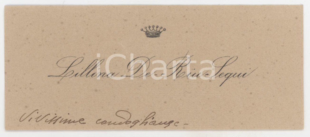1920 ca NOBILTA' SARDEGNA - Lillina DE RIU SEQUI - Biglietto da visita