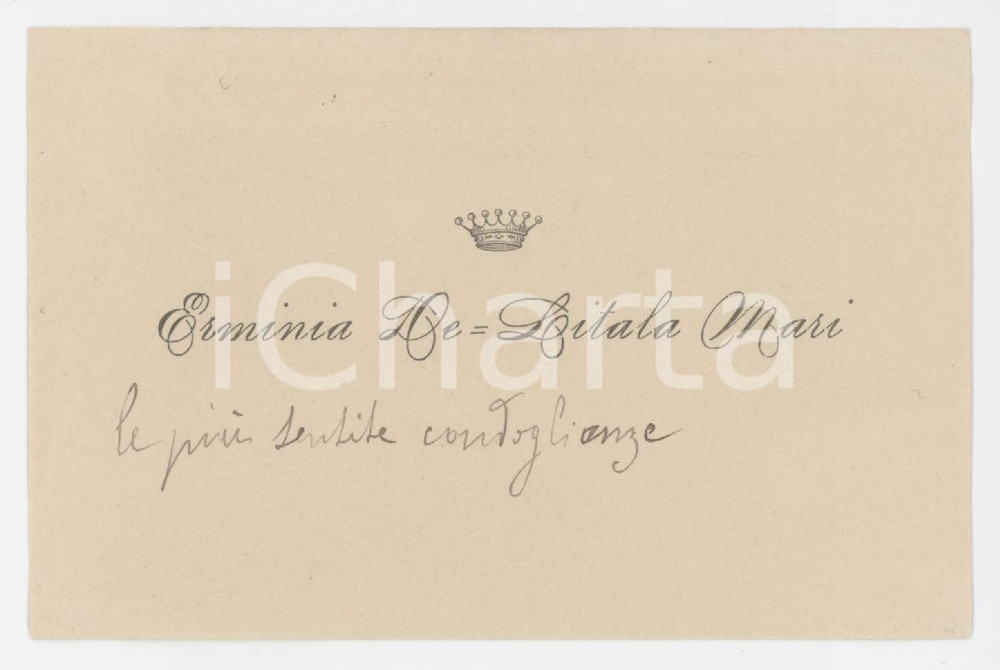 1920 ca NOBILTA' SARDEGNA Erminia DELITALA MARI - Biglietto da visita