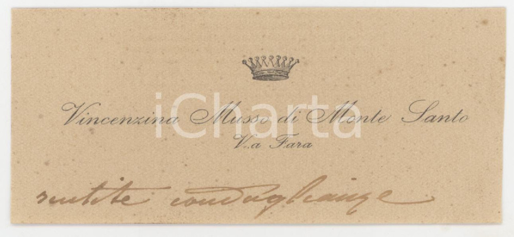 1920 ca NOBILTA' SARDEGNA Vincenzina MUSSO DI MONTE SANTO - Biglietto da visita