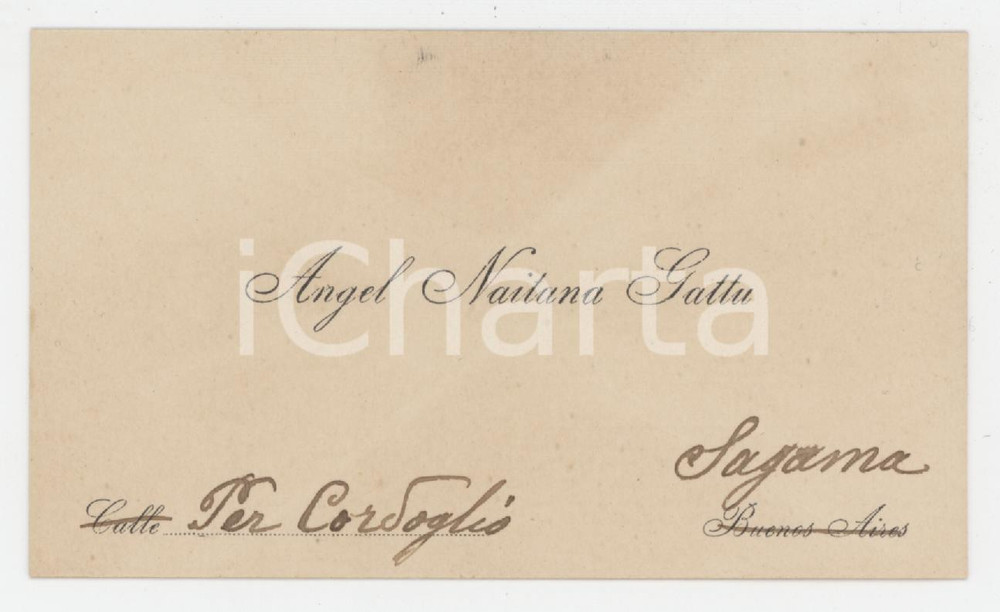 1920 ca SAGAMA (OR) - Angel NAITANA GATTU - Biglietto da visita