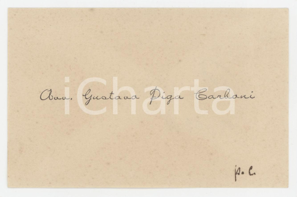 1930 ca SARDEGNA - Avv. Gustavo PIGA CARBONI - Biglietto da visita