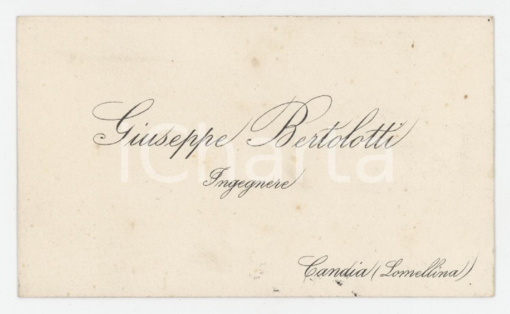 1920 ca CANDIA LOMELLINA (PV) Giuseppe BERTOLOTTI Ingegnere *Biglietto da visita