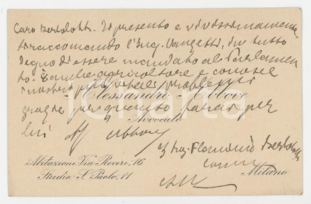 1920 ca MILANO Alessandro ABBOVE Avvocato - Biglietto da visita autografo