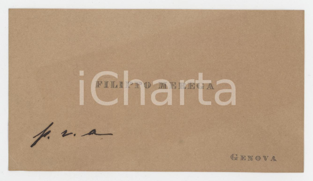 1900 ca GENOVA Filippo MEREGA - Biglietto da visita AUTOGRAFO
