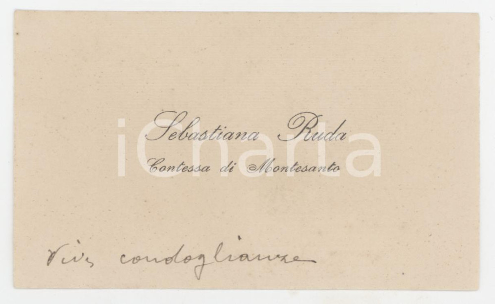 1920 ca CAGLIARI Sebastiana RUDA Contessa di MONTESANTO *Biglietto AUTOGRAFO