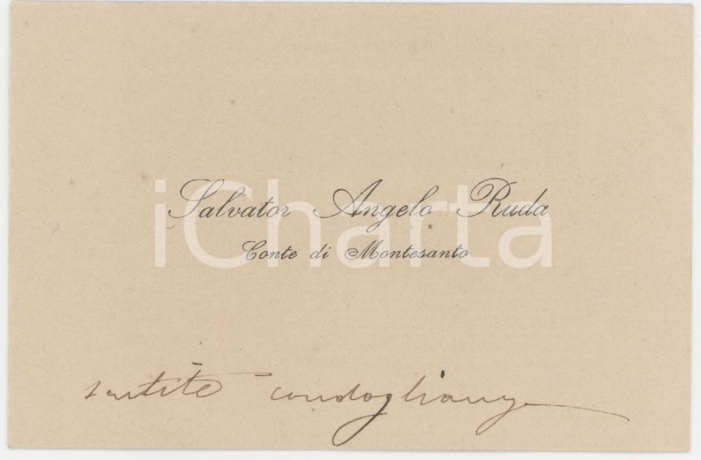 1910 ca SARDEGNA Salvator Angelo RUDA di Monte Santo - Biglietto AUTOGRAFO