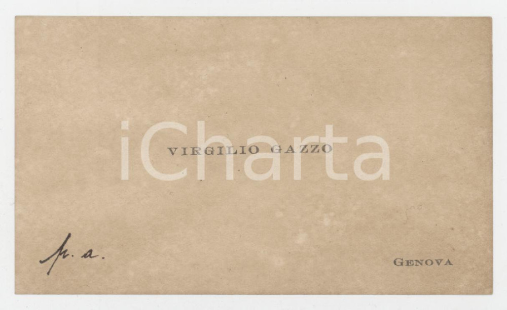 1920 ca GENOVA Virgilio GAZZO - Biglietto da visita