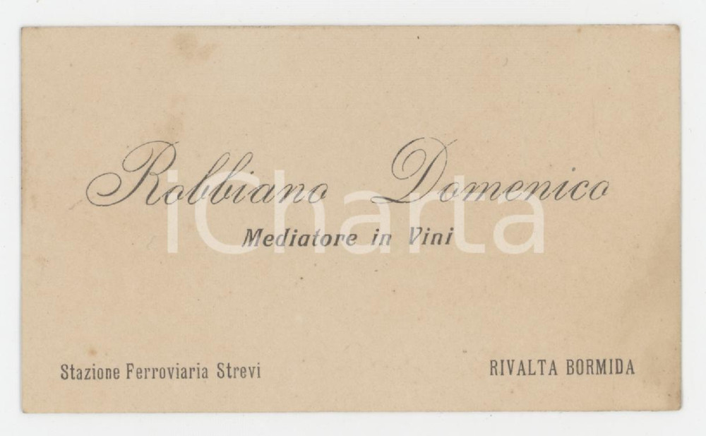 1910 ca RIVALTA BORMIDA (AL) Domenico ROBBIANO Mediatore vini - Biglietto visita