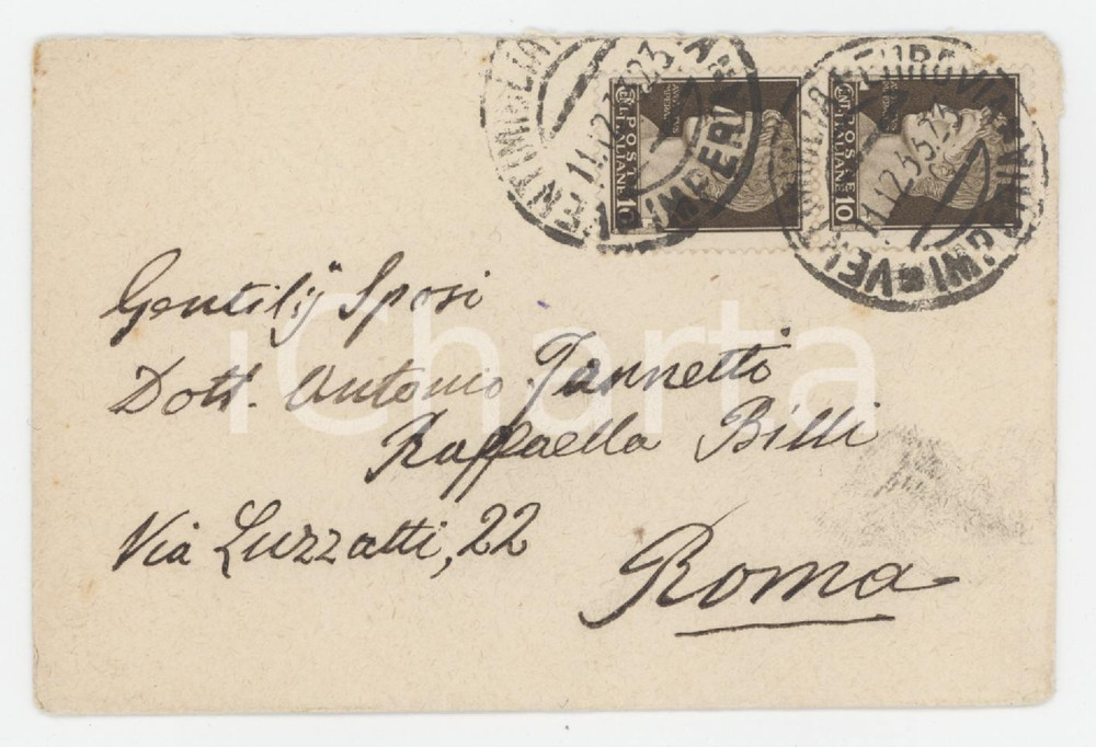 1933 VENTIMIGLIA Dott. A. Giuseppe UGHETTO - Biglietto da visita AUTOGRAFO