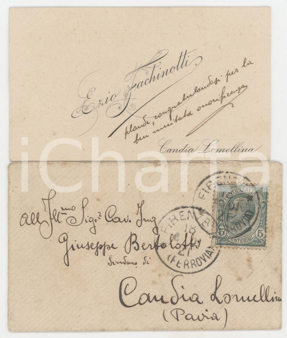 1921 CANDIA LOMELLINA (PV) Ezio FACHINOTTI - Biglietto da visita