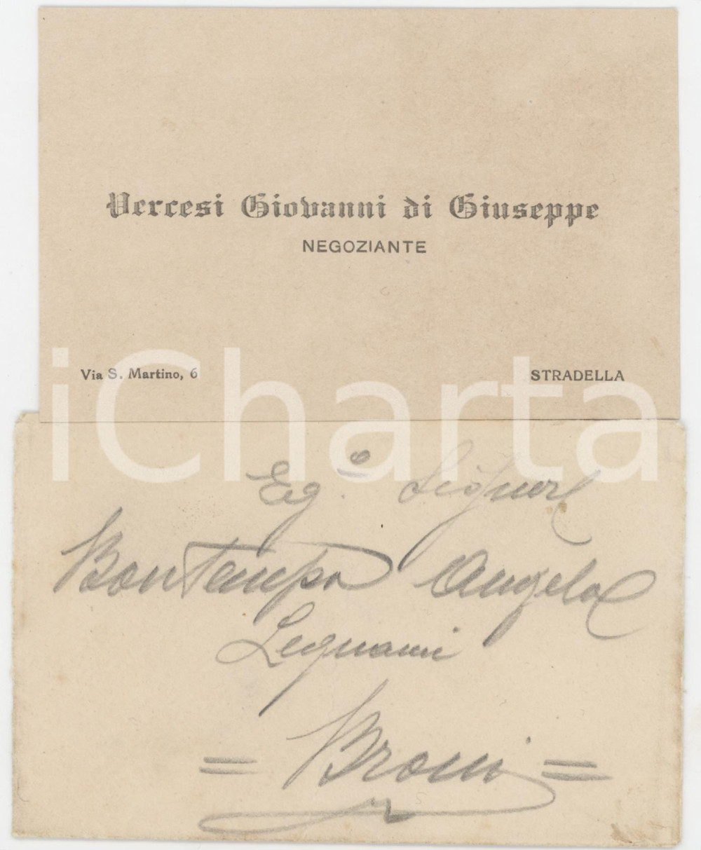 1927 STRADELLA (PV) Giovanni VERCESI negoziante - Biglietto da visita