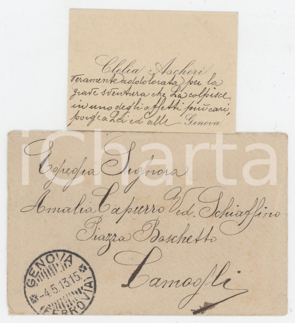 1915 GENOVA Clelia ASCHERI - Biglietto da visita per condoglianze