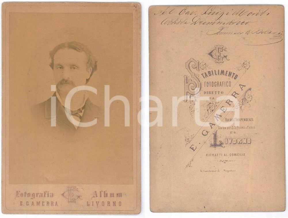 1890 ca LIVORNO Ritratto di Tommaso DE BLASIO - Foto Enrico GAMERRA 11x16 cm